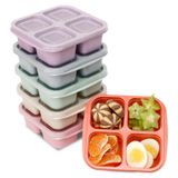 BE OVER QUALITY 6'lı Paket Yemek Hazırlama Kapları, 4 Bölmeli Bento Atıştırmalık Kutuları, Yetişkinler, Çocuklar, Küçük Çocuklar, Seyahat, İş, Okul için Yeniden Kullanılabilir Bölünmüş Öğle Yemeği