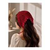 BE Tiny Joy El Yapımı Kırmızı Örgü Üçgen Bandana Saç Tokası