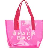 Beach Bag Baskılı Şeffaf Plaj Çantası - Fuşya - Bagmori