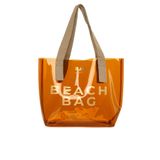 Beach Bag Baskılı Şeffaf Plaj Çantası - Vizon - BAGMORI