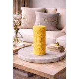 Bead Astroloji Desenli Dekoratif Silindir Mum – Ay & Güneş Figürlü Modern Ev Dekoru - 02-Sarı