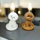 Bead Küçük Poodle Şekilli Dekoratif Mum 5x7 cm - 00 Beyaz - 1 Adet