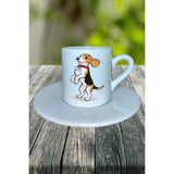 Beagle Köpek Baskılı Türk Kahvesi Fincanı Tabaklı Kişiye Özel Model 1