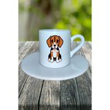 Beagle Köpek Baskılı Türk Kahvesi Fincanı Tabaklı Kişiye Özel Model 5