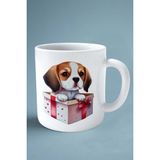 Beagle Köpek Isimli Kişiye Özel Baskılı Kupa Bardak Hediye Paketi