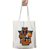 Bear Basketball Ayı Basketbol Iki Taraf Kalıcı Yıkanabilir Okul Plaj Omuz Bez Çanta