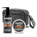 Beardburys Erkek Profesyonel Sakal Bakım Seti, Sakal Şampuanı + Sakal Bakım Kremi + Tuvalet Çantası, Vegan, Erkeklere Orijinal Hediye