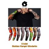 BearPear 5'li Set Giyilebilir Kol Dövmesi Çorap Dövme 3D Baskılı Kol Dövmesi 5 Adet