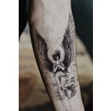 BearPear Angelic Gerçek Dövme Görünümlü Unisex Melek Dövmesi, Tattoo, Üniseks Dövme, Kol Dövmesi, Omuz Dövmesi
