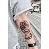 Bearpear Aslan Dövmesi, Saat Figürlü Geçici Dövme, Tattoo, Erkek Geçici Dövme, Kol Dövmesi, - Çok Renkli
