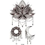 Bearpear Mandala Lotus ve Ay Geçici Dövme - Çok Renkli