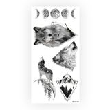 BearPear Purnama Kurt ve Ayın Evreleri Unisex Geçici Dövme