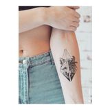 BearPear Tilki ve Çiçek Geçici Dövme Fox Tattoo