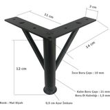 Beasym 4 Adet Firkete Ayak Metal 12 cm Mat Siyah Mobilya Koltuk Ayağı
