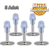 Beasym Kapı Kolu Stoperi Krom 8 cm Metal Kapı Durdurucu Tutucu Tutacağı Tamponu Stopu Silikonlu 5 Adet