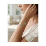 Beatis Minimal Açık Uçlu Bileklik Çift Taşlı Altın Kaplama – Mint Yeşili