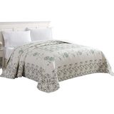 Beatrice Home Fashions Karanfil Çiçek İşlemeli Kapitone Yatak Örtüsü, Hafif, Dört Mevsim, İkiz, Adaçayı