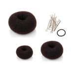 BEAUTÉ GALLERIA 3 Adet Saç Donut Topuz Yapıcı Halka Tarzı Örgü Chignon Bale Çorabı Topuz (Büyük, Orta, Küçük) (Kahverengi)