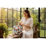 Beautiful Bag Termal Yemek Çantası Su Geçirmez Kumaş ile Çiçek Desenli 25 cm Kapasite - Kırmızı Çiçekli