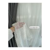 Beautiful BRODE KUMAŞ DESENLİ TÜL PERDE HER ODADA KULLANIMA UYGUN 1/3 SIK PİLELİ BORU PİLE