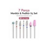 Beauty Box 7'li Kütikil Törpü Makinesi Uç Seti Üstün Kalite Paslanmaz Çelik 3/32" Nail Art Protez Tırnak