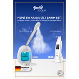 Beauty Vogue Profesyonel Cilt Bakım Seti: Masaüstü Nano Sıcak Buhar Makinesi BMT001 + C6 Mikro Akım Skin Scrubber
