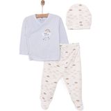 Bebbek Bebbek Erkek Bebek Zıbın-Şapka-Patikli Alt Peter Pan Collar - 6 Ay - Mavi