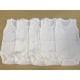 Bebe Jakarlı Klimalı Askılı Çıtçıtlı Badi (5 Li Paket) - 2 - 3 Yaş - Beyaz