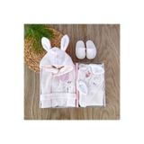 bebe kervanı Kız Bebek %100 Pamuklu Organik Krem Bornoz Takımı 0-2 Yaş Bebek Hediyesi BBK1238