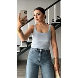 Bebe Mavi Kare Yaka Fitilli Askılı Atlet