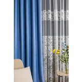 Bebe Mavisi Rengi Orta Pileli 1X2,5 Fon Perde 9246 lntor, 110 x 280