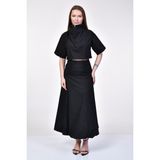 Bebe Plus Asimetrik Kesim Siyah Poplin Etek - Siyah Siyah - M