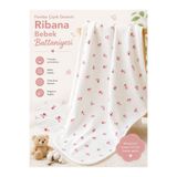 Bebe wini EKRU ÇİÇEKLİ %100 Pamuklu 80x90 cm Çift Kat Bebek Battaniye