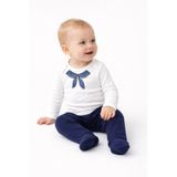 Bebe wini Lacivert Baskılı Uzun Kollu Bebek Body Zıbın Pijama Takımı