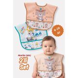 Bebechi 2'Li Kombin Erkek Set (SIVI GEÇİRMEZ) Aktivite ve Cepli Mama Önlüğü 6-24 Ay