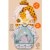 Bebechi 2'Li Uzun Kollu Giyilebilir Zürafa-Sevimli Ayı Desen Sıvı Geçirmez Aktivite ve Mama Önlüğü 6-24 AY