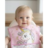 Bebechi Laura Baby Kolsuz Sıvı Geçirmez Mama Önlüğü - Pembe - 6 - 12 Ay