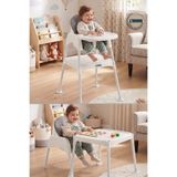 Bebeck Çalışma Masalı Tabureli Pedli 3in1 Mama Sandalyesi Beyaz (METAL AYAKLI)