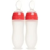 Bebedor Silikon Kaşıklı Biberon 120 ML, +6 Ay, Şeffaf, 2 Li Set