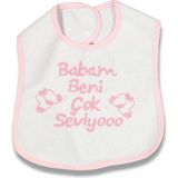 Bebegen Babam Beni Çok Seviyoo Pembe Mama Önlüğü - Renkli