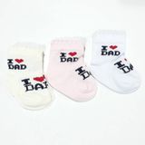 Bebegen ı Love Dad Pembe Krem Beyaz 3'lü Bebek Çorap
