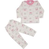 Bebegen Kız Çocuk Beyaz Pembe Yıldızlı Ayılı Desenli 2'li Pijama Takımı - 1 Yaş - Beyaz - Pembe