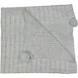 Bebegen Unisex Bebek Gri Aralıklı Örgülü Desenli Ponponlu Triko Battaniye 80X90