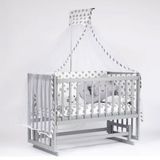 Bebeget G3 60x120 cm Süper Natural Ahşap 4 Kademeli Gri Anne Yanı Sallanır Uyku Seti Yatak ve Bebek Beşiği