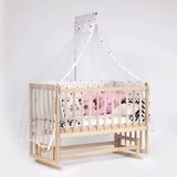 Bebeget S03 60X120 cm Süper Full Natural Ahşap 4 Kademeli Anne Yanı Sallanır Uyku Seti Yatak ve Bebek Beşiği