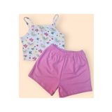 BEBEĞİME ÇORAP Kız Çocuk Askılı-Şortlu Yazlık Pamuklu Pijama Takımı