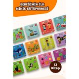 Bebeğimin İlk Minik Kütüphanesi Eğitici Bebek Kitap Seti 12’li Türkçe İngilizce İlk Kelimeler 1+ Yaş