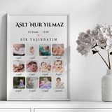 Bebek 1 Yaş Anı Tablosu, 1 Yaşındayım Bebek Odası Tablosu, 1 Yaş Hatıra Çerçevesi - 30 x 40 - Beyaz