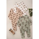 Bebek %100 Pamuklu 3'lü Patiksiz Tulum Set 9-12-18 Ay - Uyku Tulumu - Çok Renkli - 9 - 12 Ay