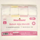 Bebek Ağız Mendili, 4 Adet,%100 Pamuk Kumaş, 25x25 cm, Çift Katlı